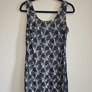 Adrianna Papell Black Cocktail Dress Beaded tank Strap Formal Women's 10